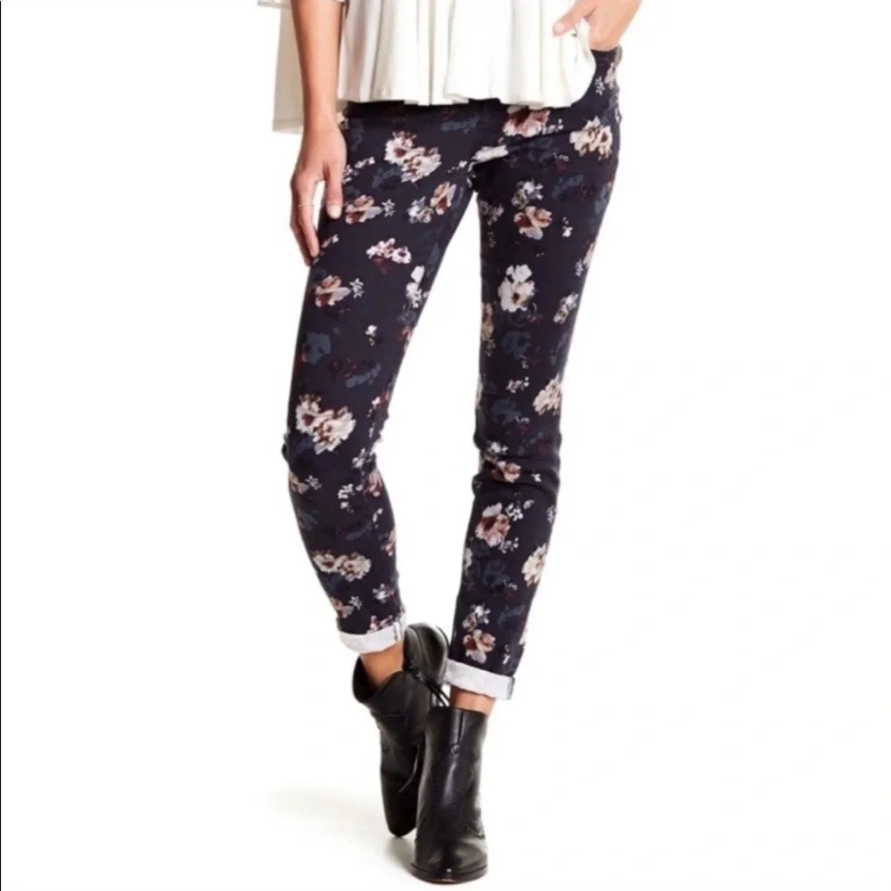 Vintage America Blues Floral Skinny Jeans | Dark Wash | Size 12